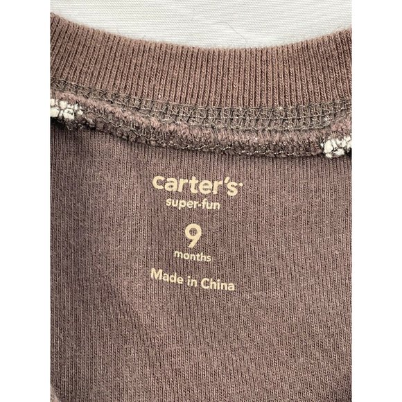 Carter's 1-Piece Brown Romper 9Mo Football Cuddler, soft Super Fun - Picture 4 of 5